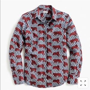 JCrew collection tiger print silk button up size 2
